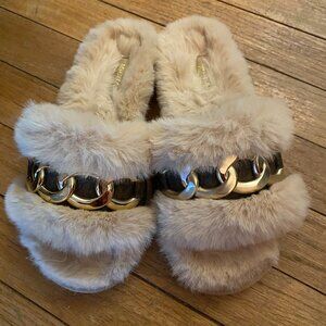 Michael Kors Scarlett Chain Cozy Slippers Slides - Size 5.5